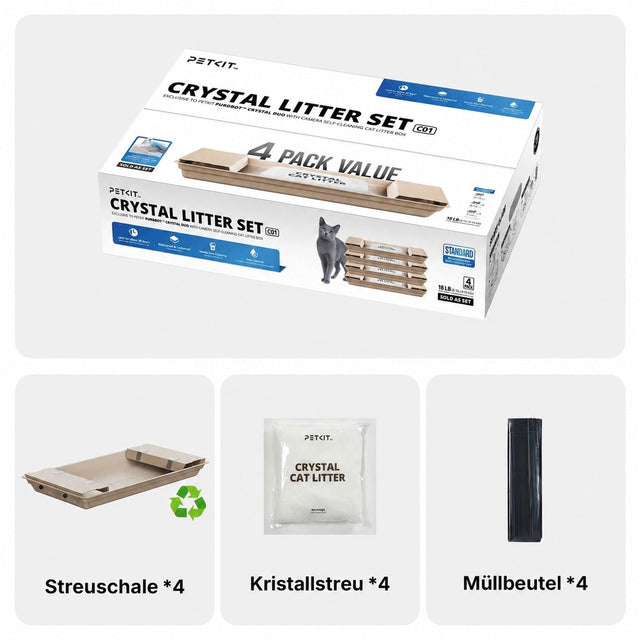 PETKIT Crystal Litter Set C01 Kristallstreu für Purobot Crystal Duo, 4 Einweg-Schalen à 2,04 kg Streu - petkit-6975069306551-01.jpg