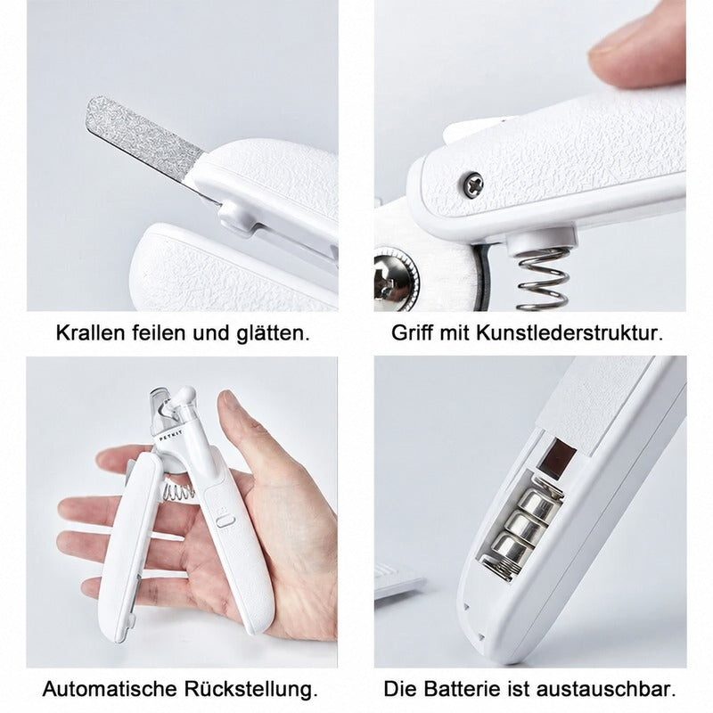 PETKIT LED Krallenschere für Katzen und Hunde mit LED-Licht, Splitterschutz und integrierter Nagelfeile, Weiß - petkit-6973293800807-06.webp