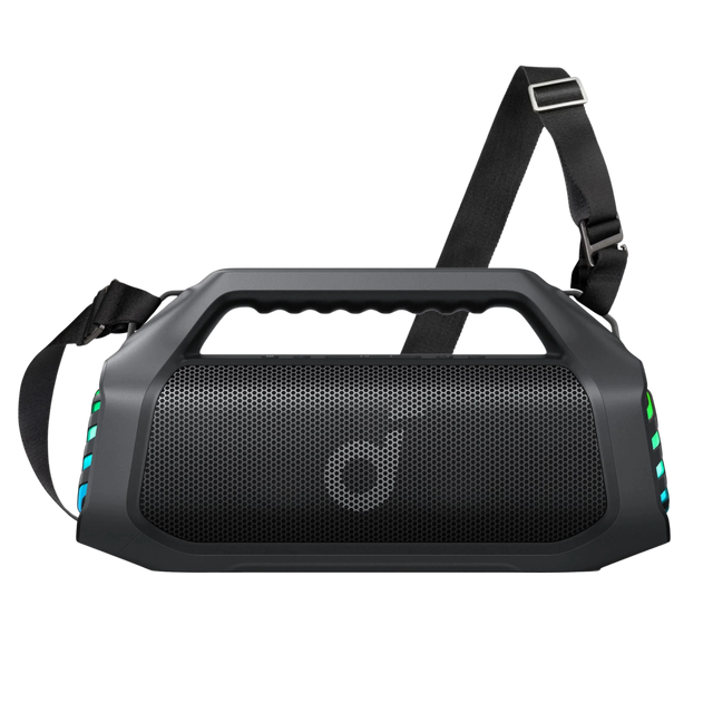 Soundcore Boom 2 Pro – Frontansicht mit Tragegurt