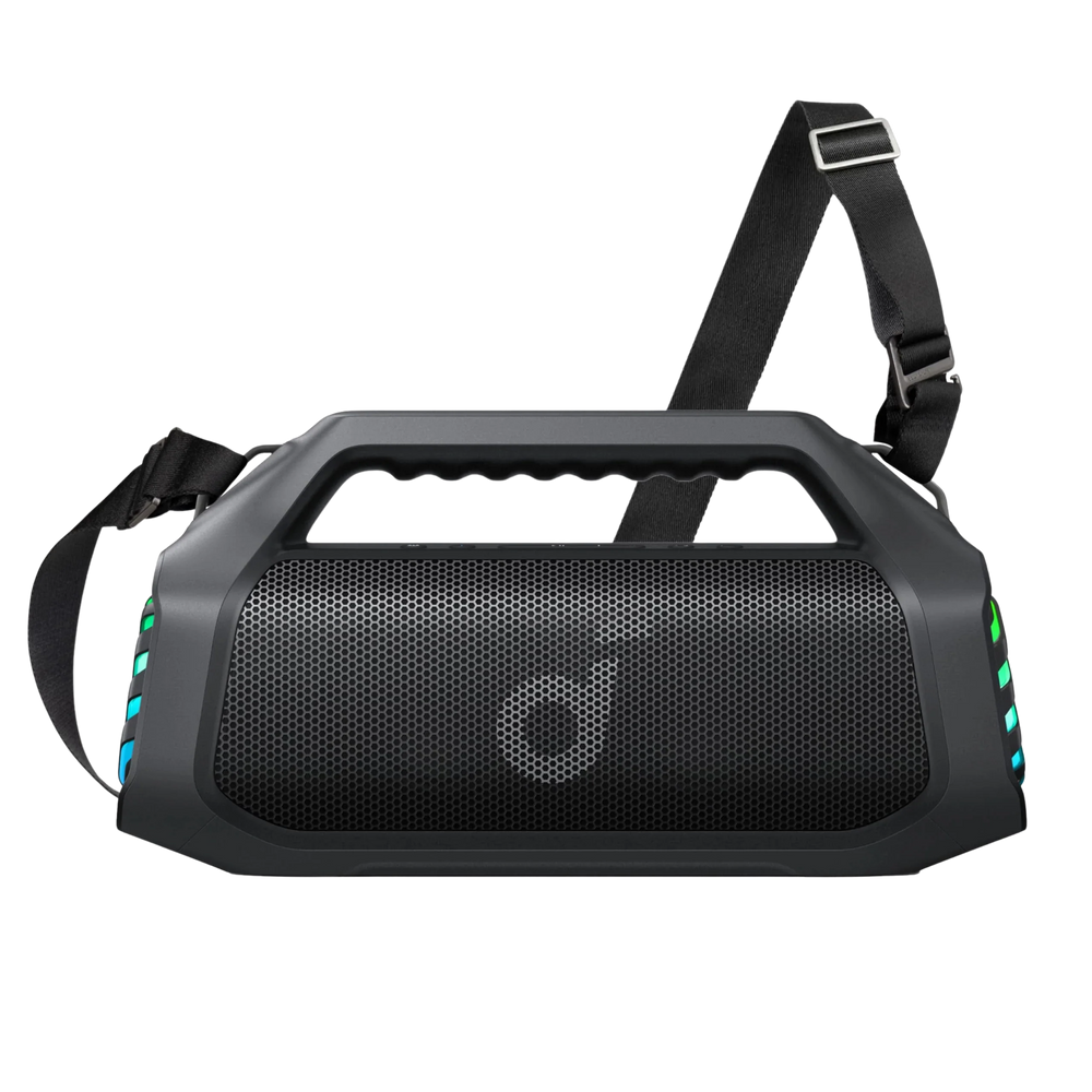 Soundcore Boom 2 Pro – Frontansicht mit Tragegurt