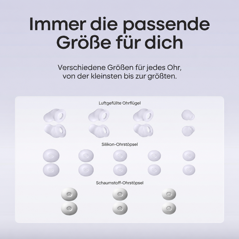 Soundcore Sleep A30 – Ohrstöpsel und Ohrflügel in mehreren Größen
