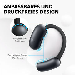 Schwarze soundcore AeroFit 2 mit anpassbarem, druckfreiem Design